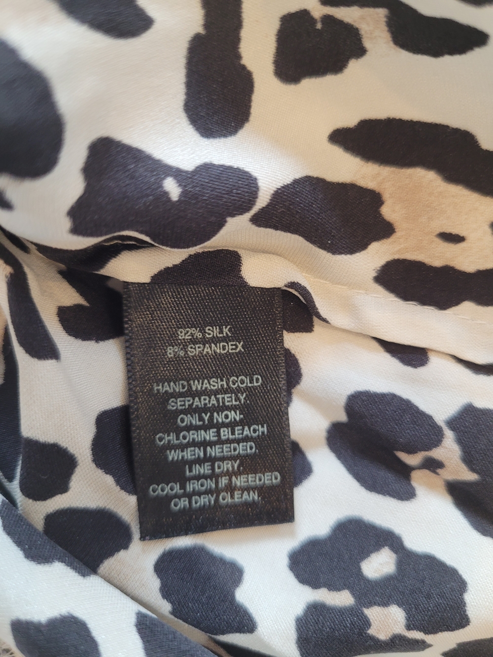 WHBM Silk Stretch Leopard Print Blouse - Black & Taupe - Picture 9 of 12